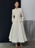 Yellow Boucle And Taffeta Midi Dress