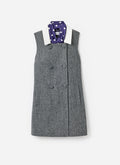 Grey Herringbone Scarf Detail Mini Dress