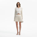 Gold Boucle Pleated Mini Skirt