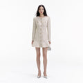 Gold Boucle Long Sleeve Mini Dress