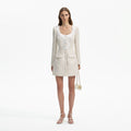 Gold Boucle Floral Trim Mini Dress