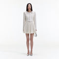 Cream Knit Floral Trim Cardigan