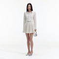 Cream Knit Floral Trim Cardigan