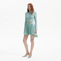 Mint Sequin Pleated Knit Skirt