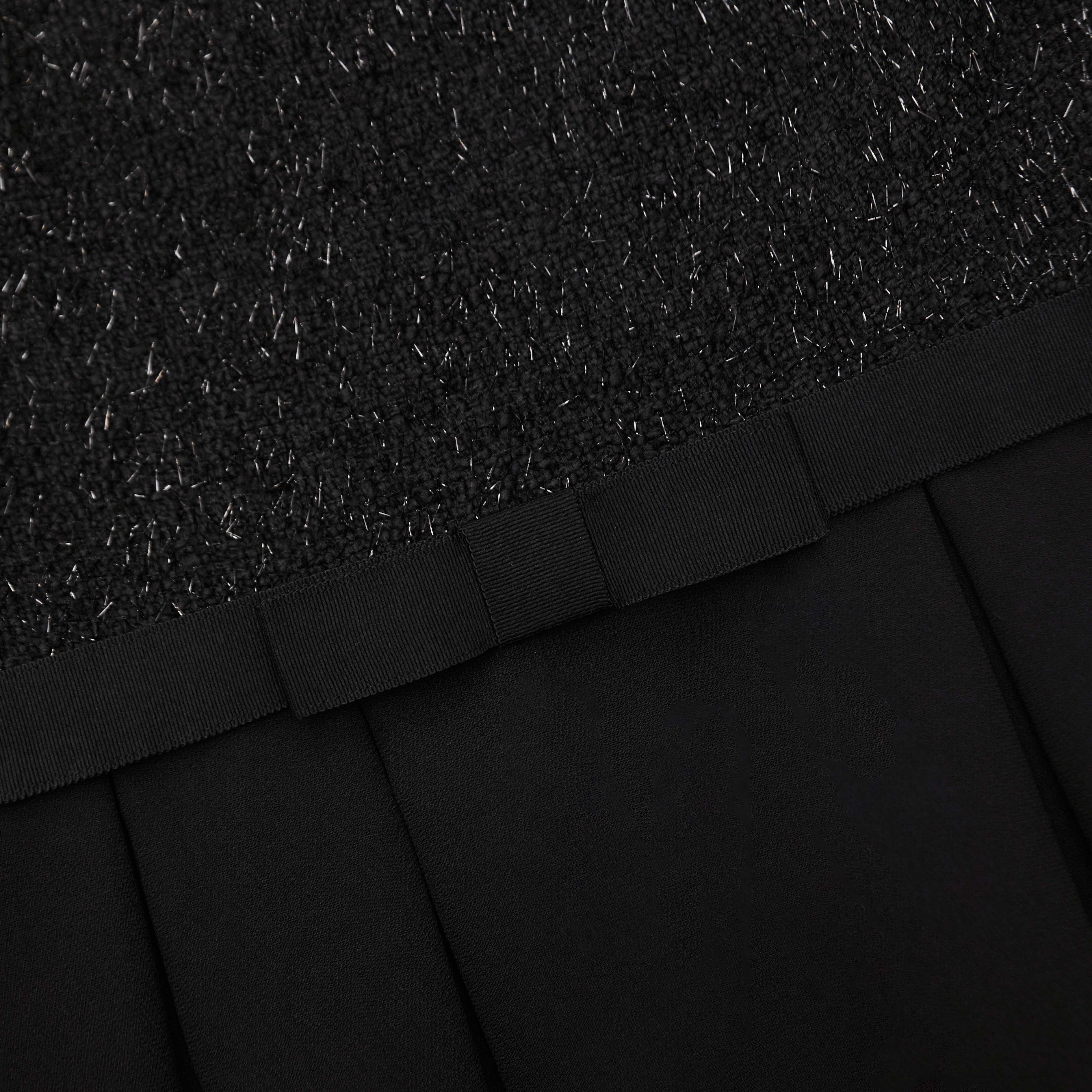 Black Boucle Square Neck Midi Dress