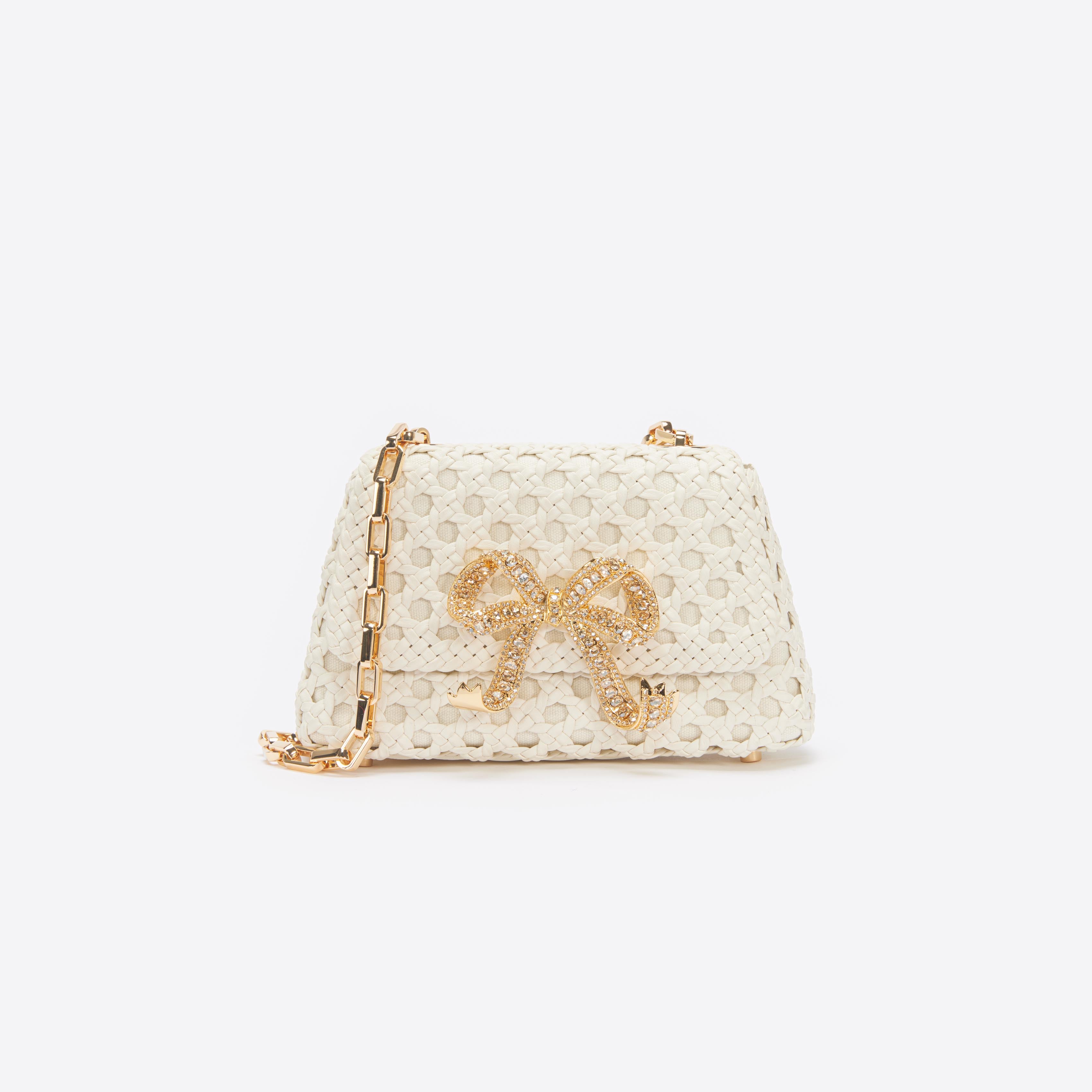 Cream Woven Leather Bag – self-portrait