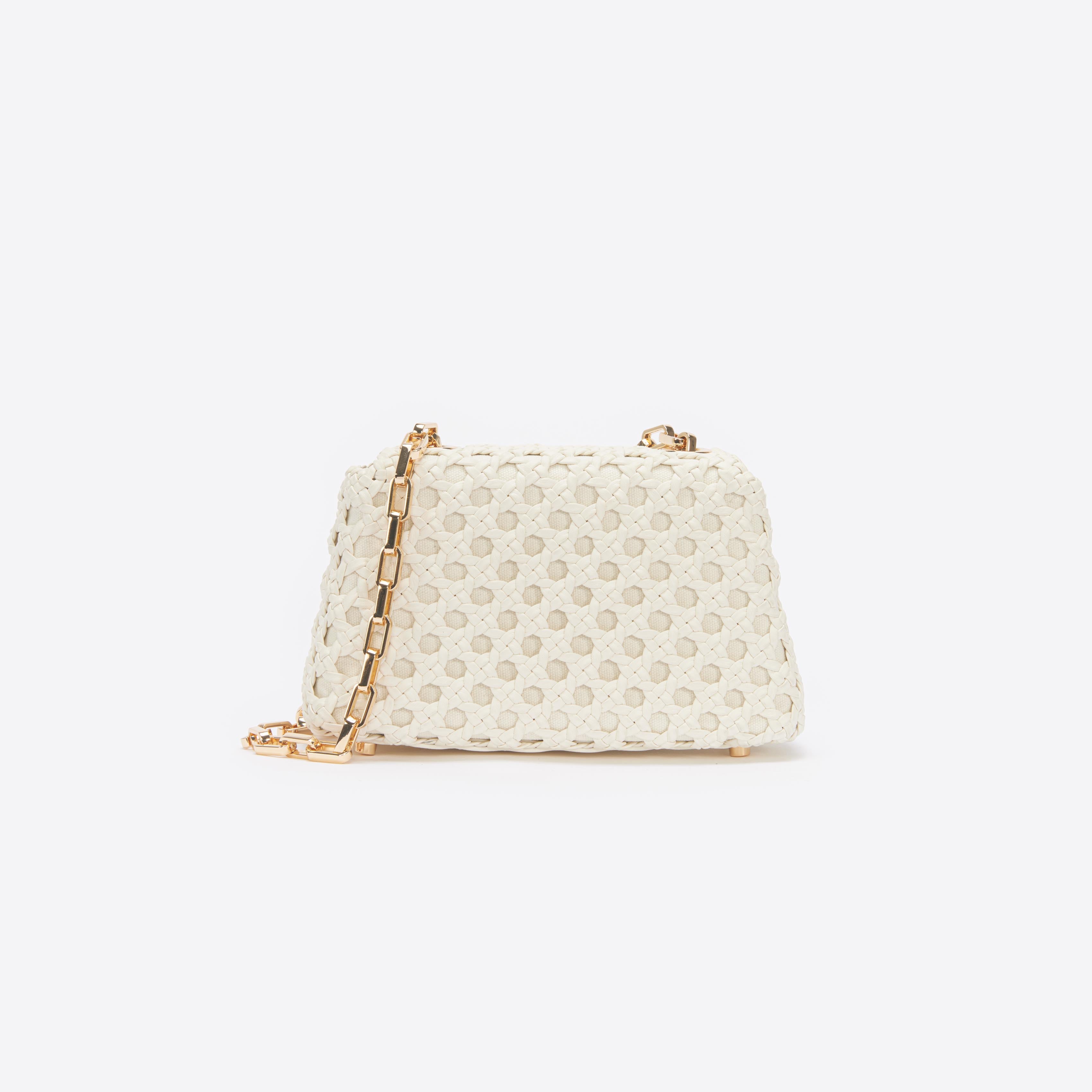 Cream Woven Leather Bag