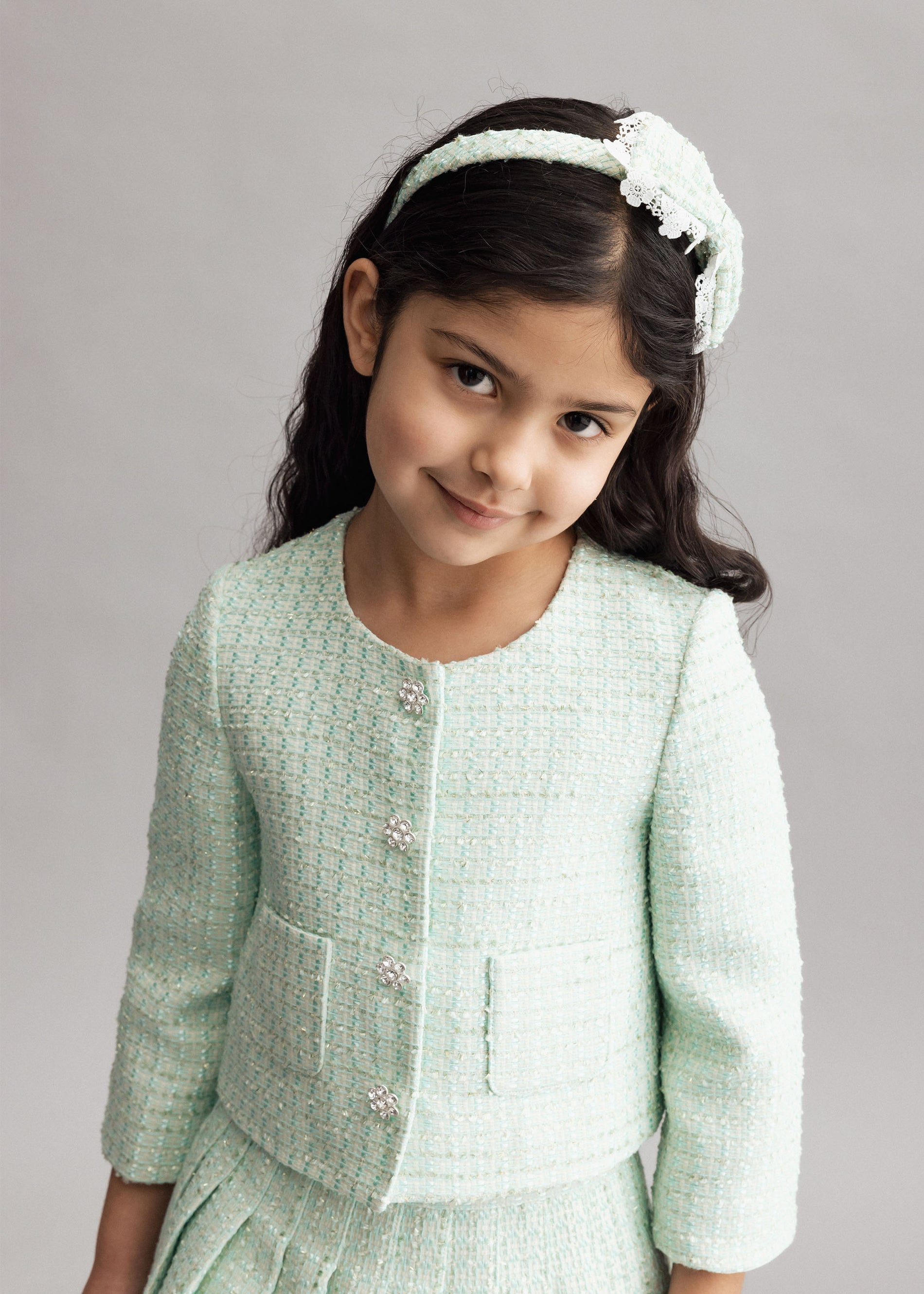 그린 부클 리본 헤어밴드