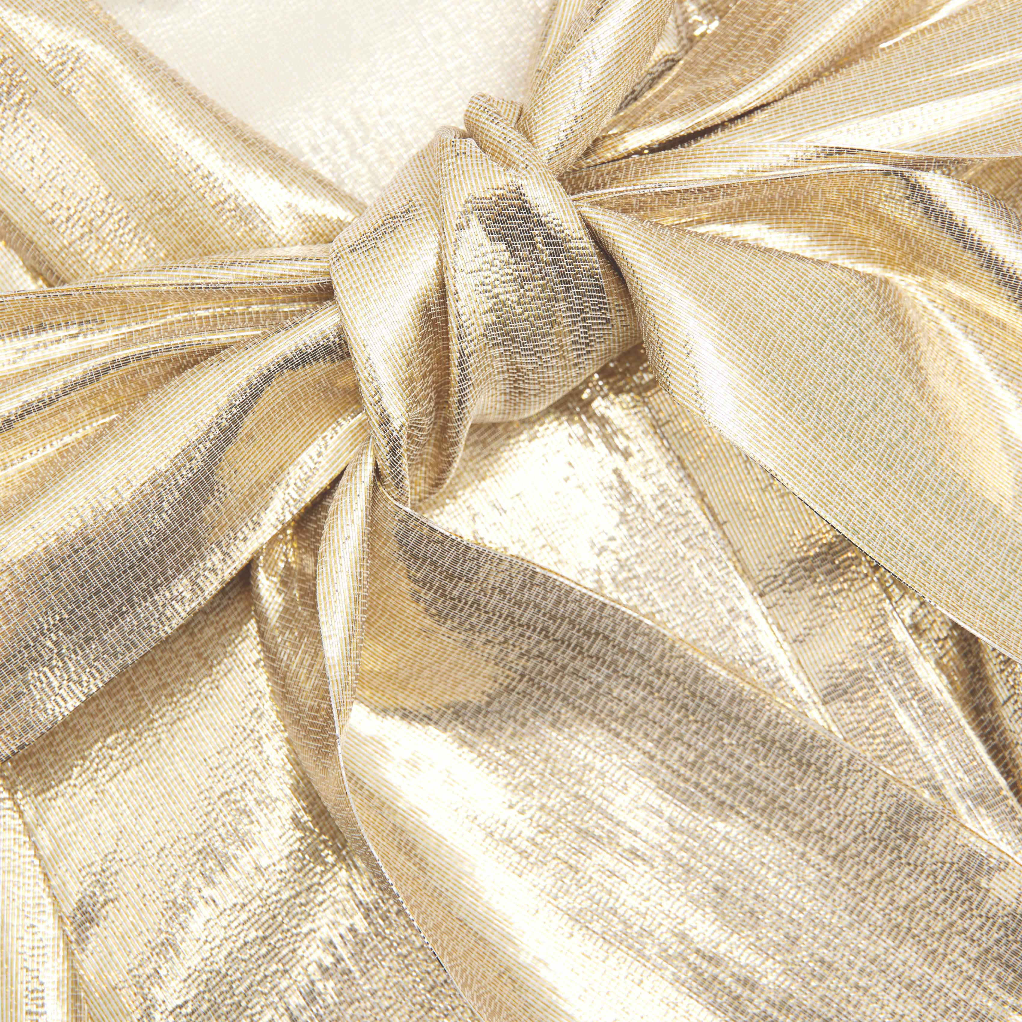 골드 메탈릭 푸시 보우 블라우스