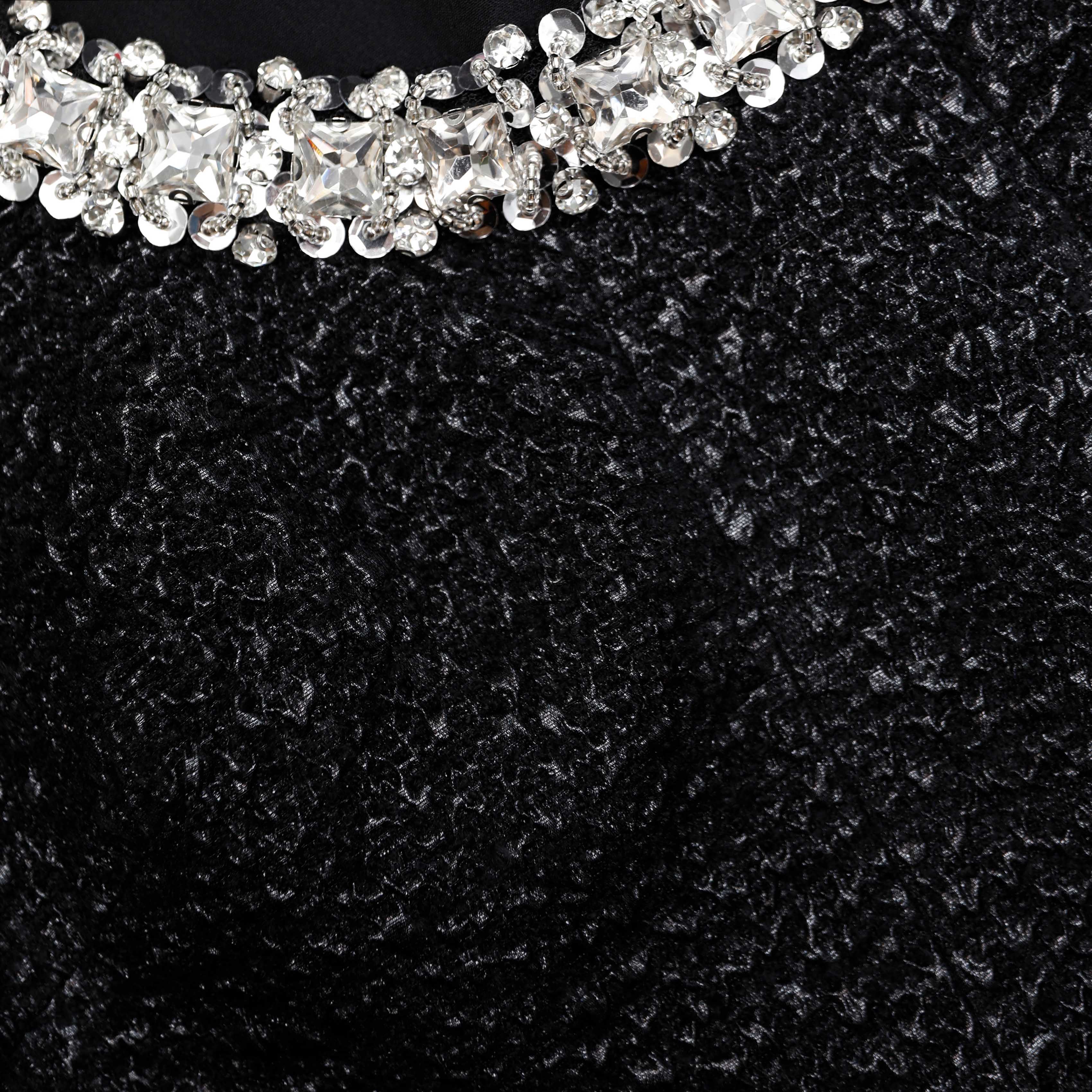 블랙 텍스처 메탈릭 미니 드레스