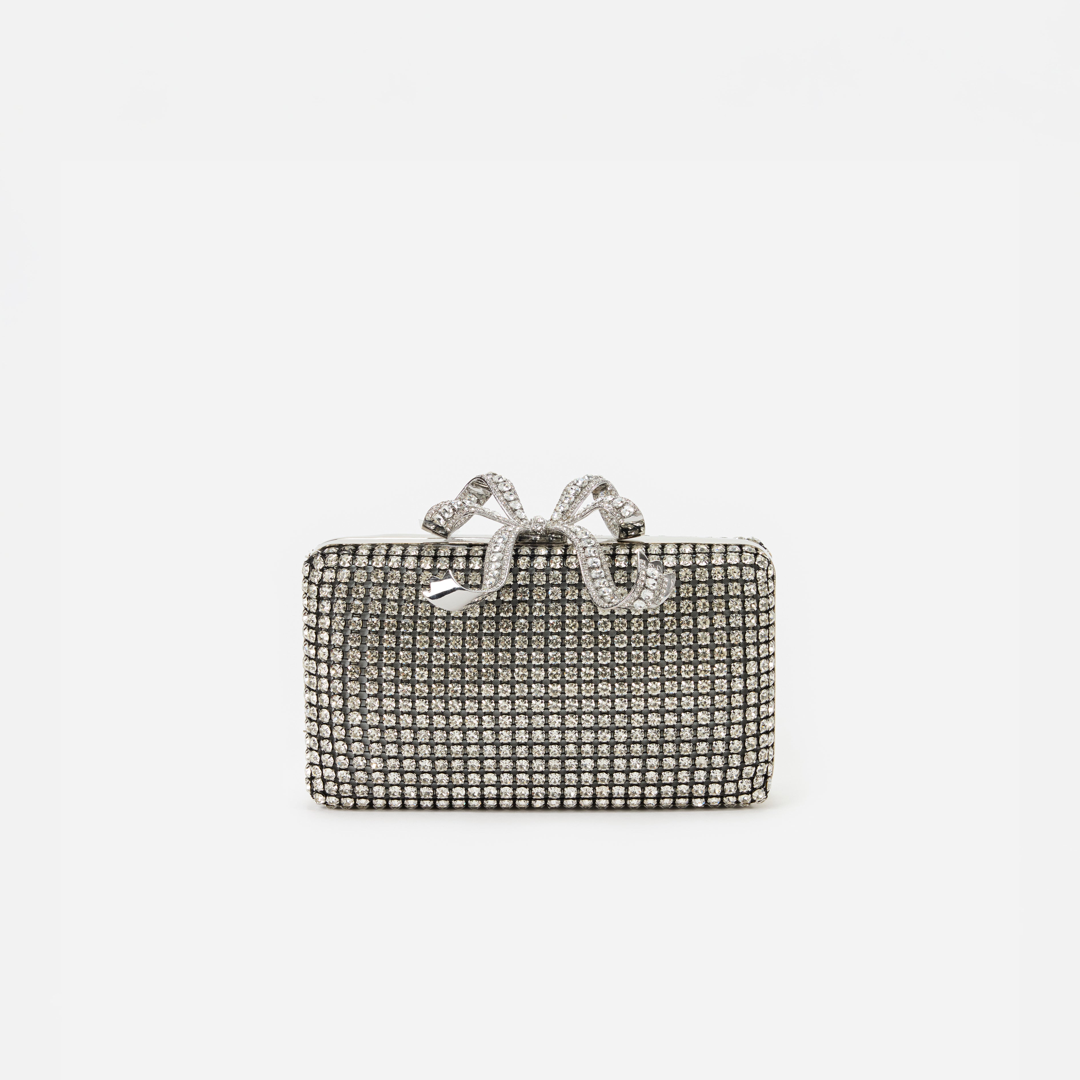 Silver Crystal Box Clutch