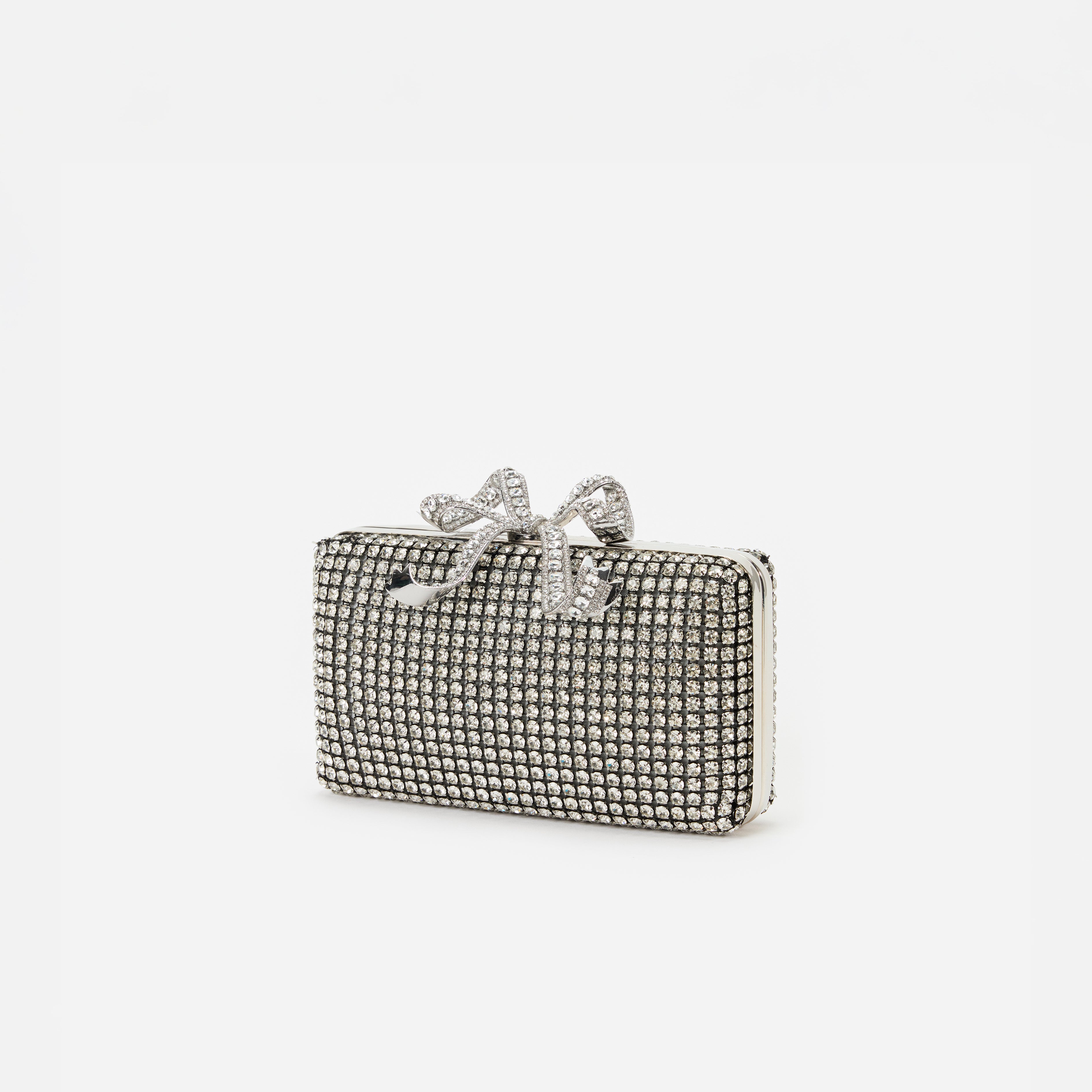 Silver Crystal Box Clutch