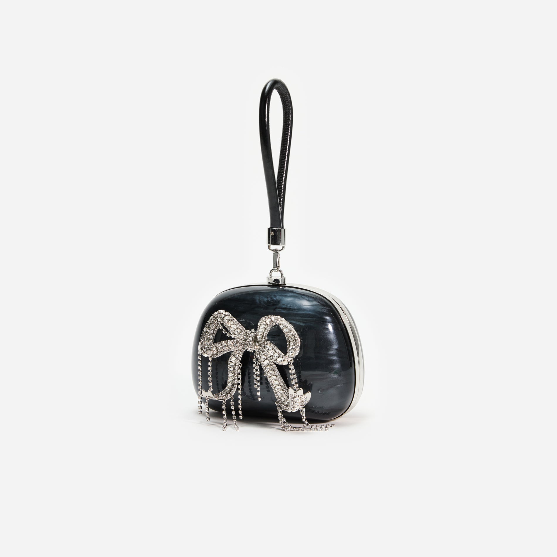 Black Pearl Top Handle Clutch Bag