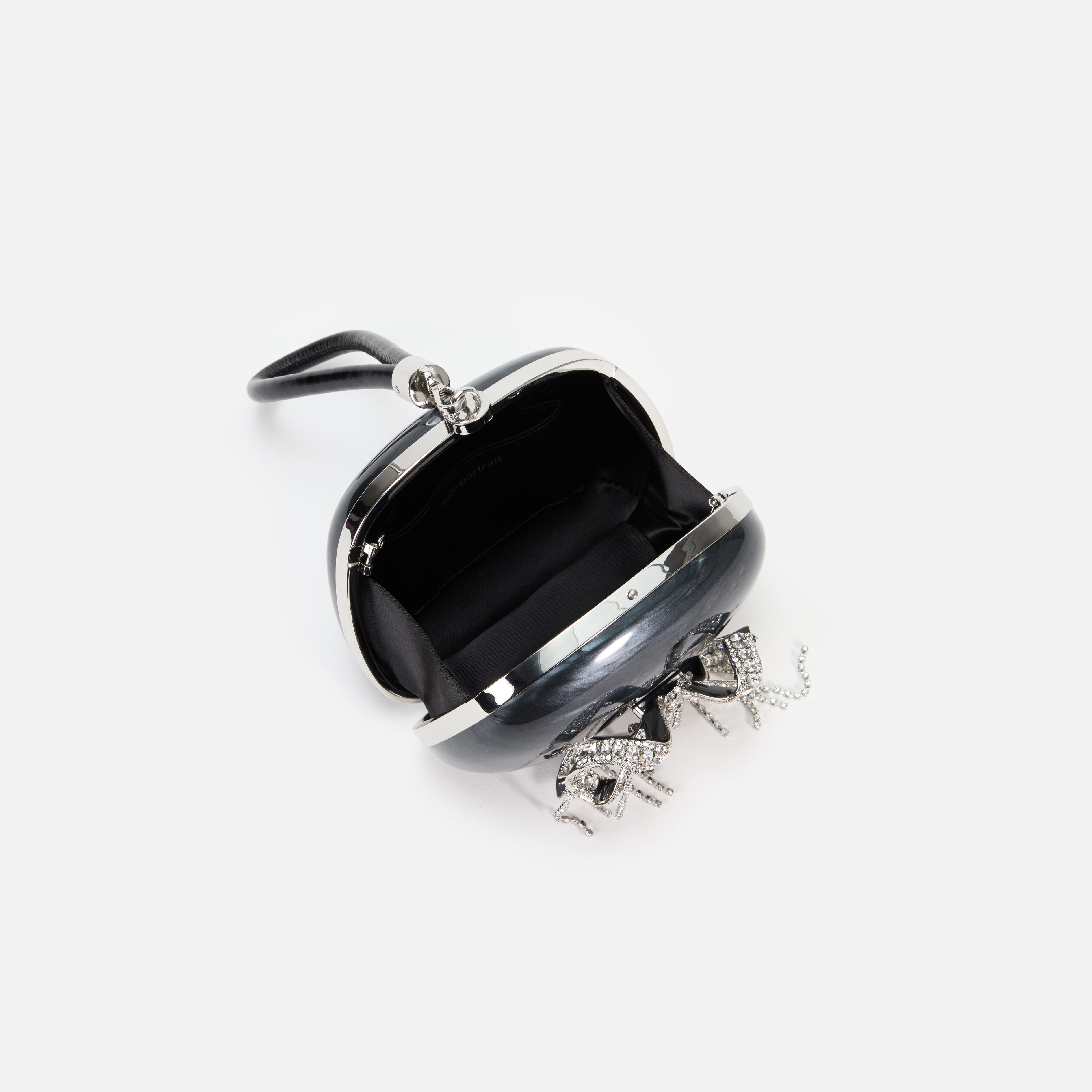 Black Pearl Top Handle Clutch Bag