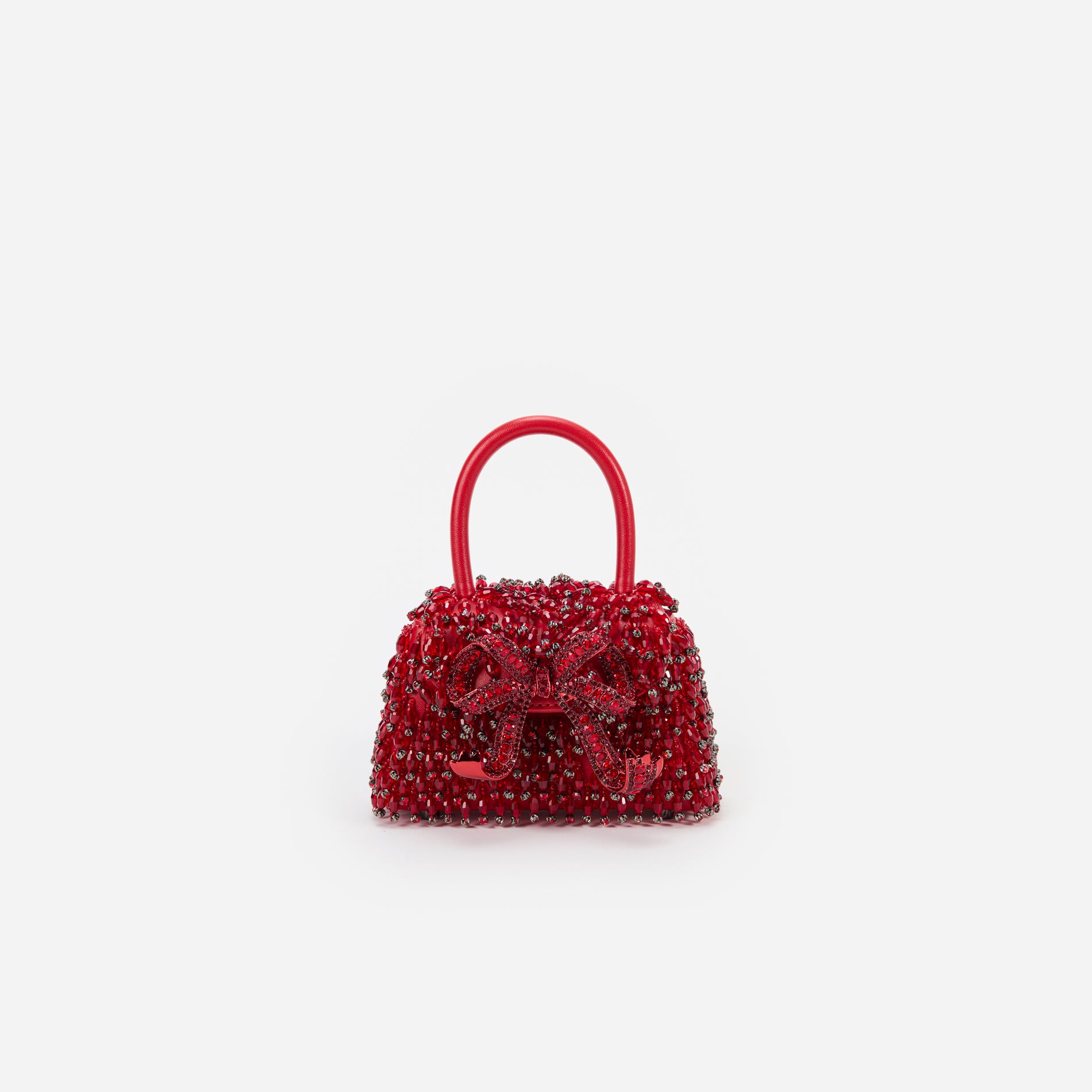 Red Embellished Micro Bow Bag