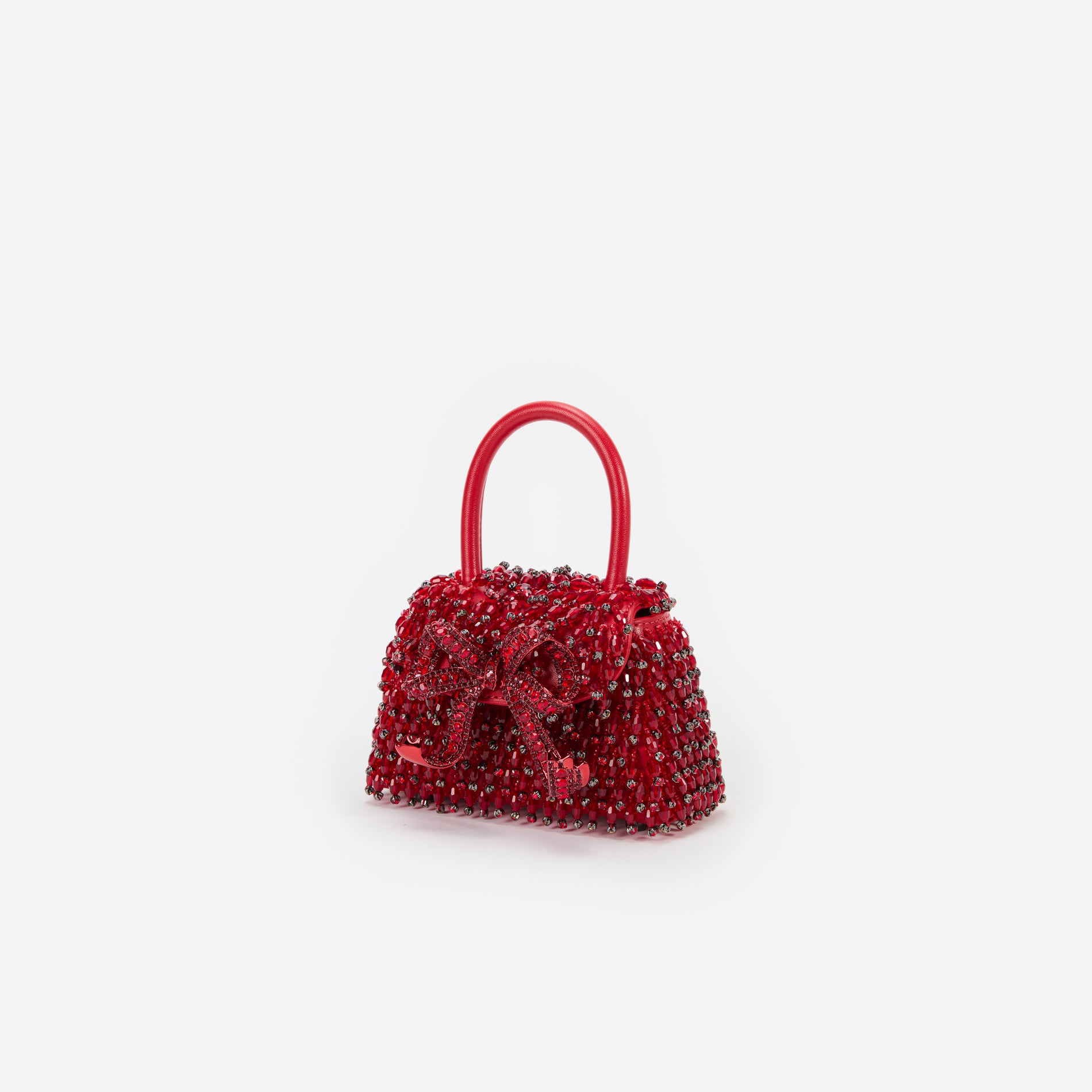 Red Embellished Micro Bow Bag