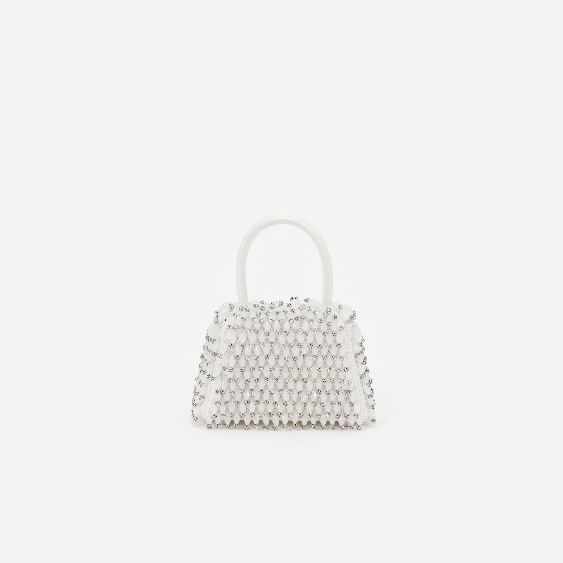 White Embellished Micro Bow Bag