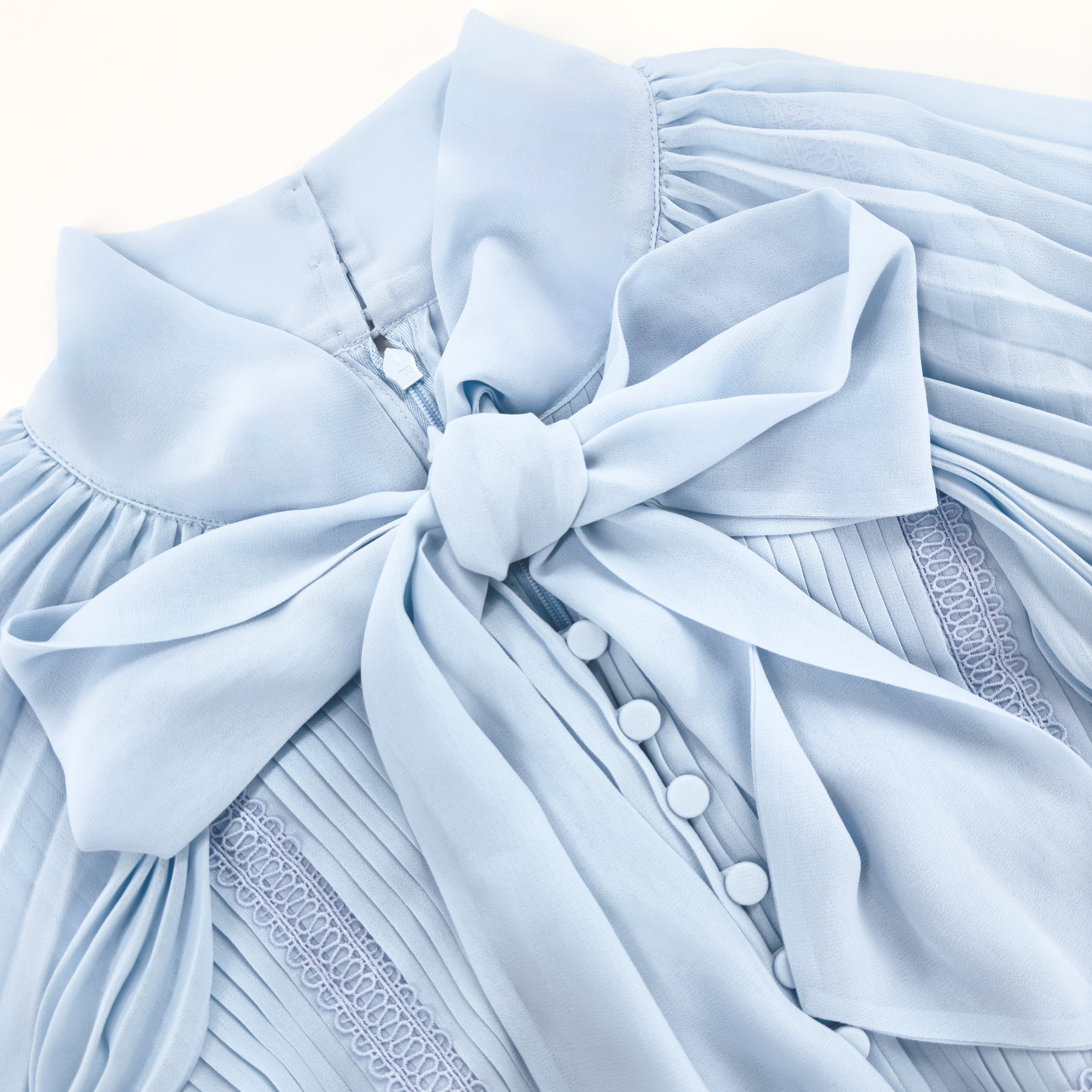 블루 쉬폰 케이프 미디 드레스