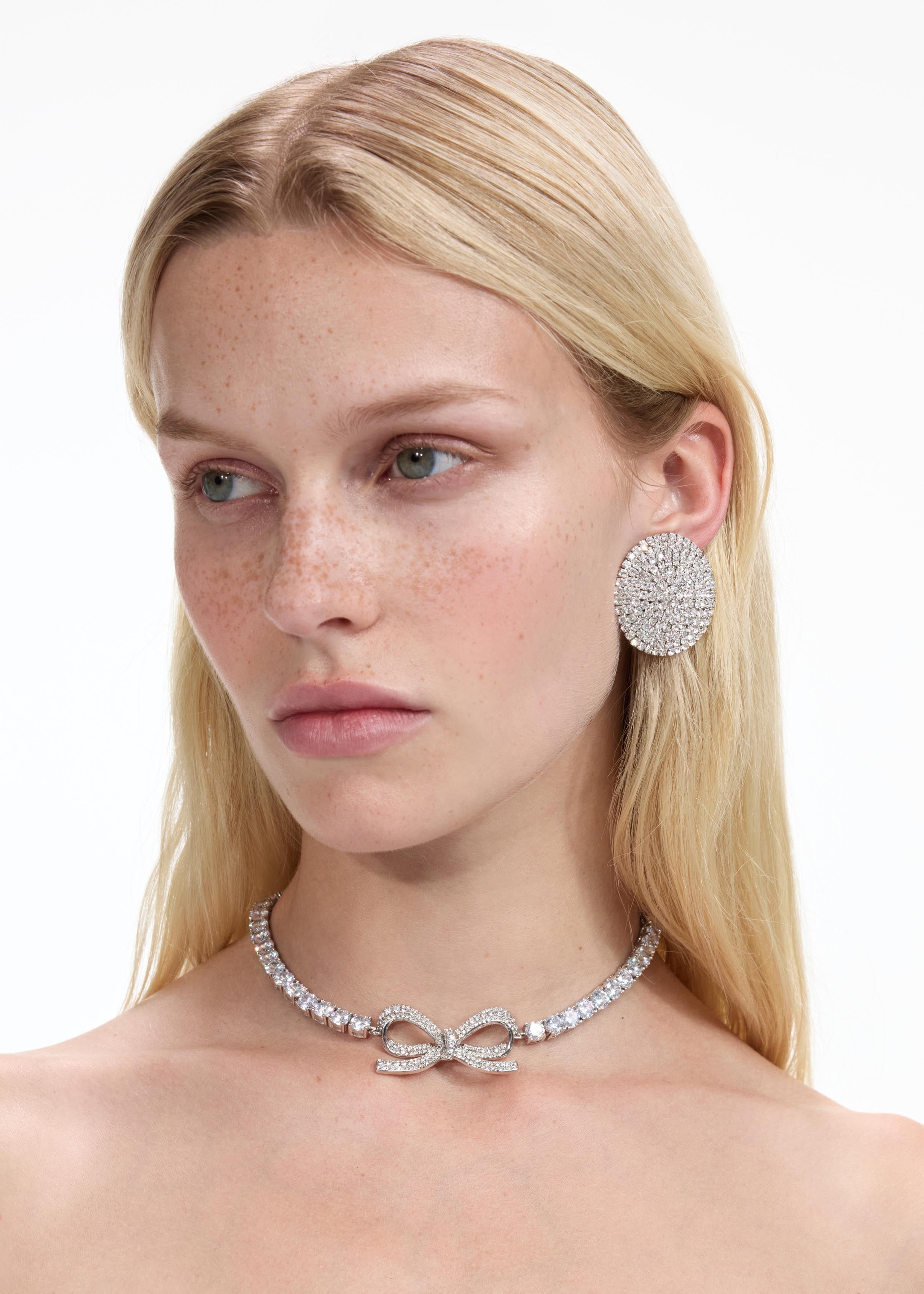 대형 라운드 크리스털 귀걸이