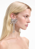 대형 크리스탈 리본 드롭 귀걸이