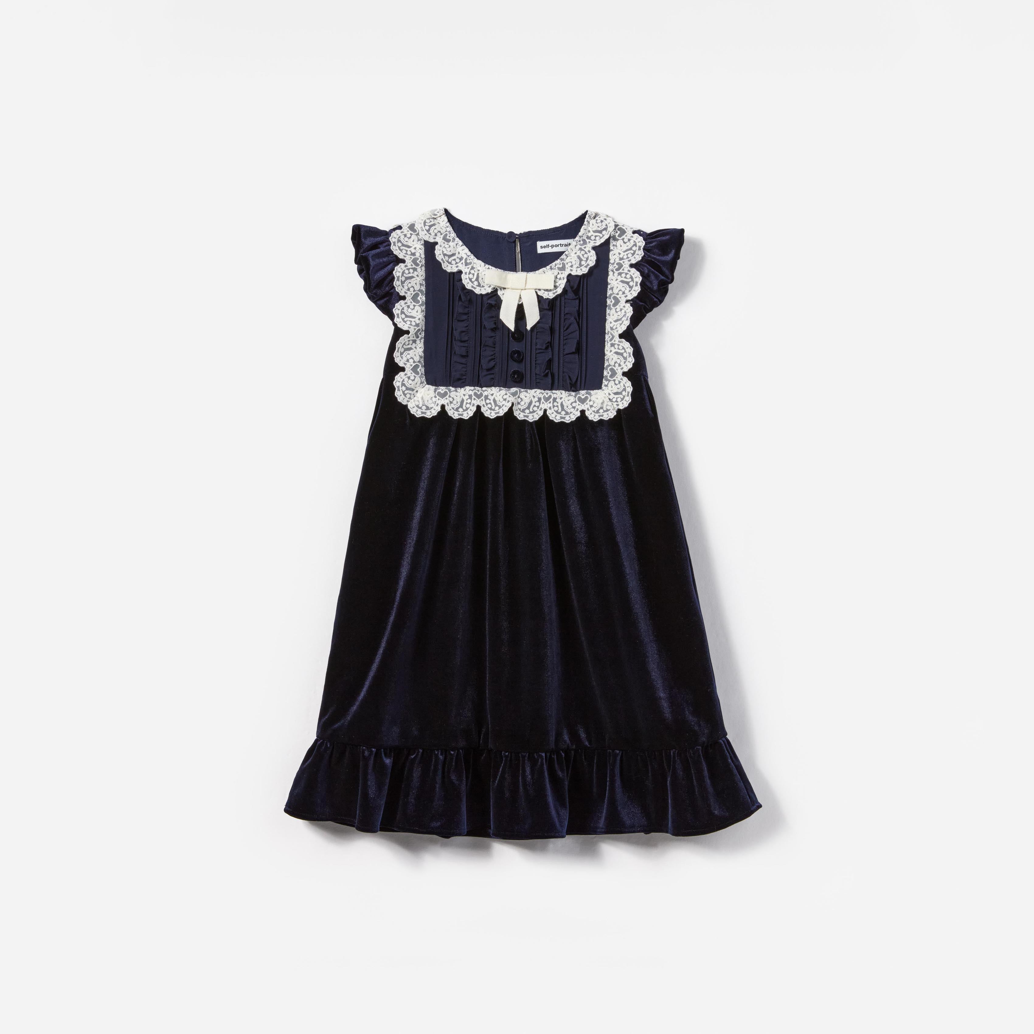 Navy Velvet Mini Dress – self-portrait