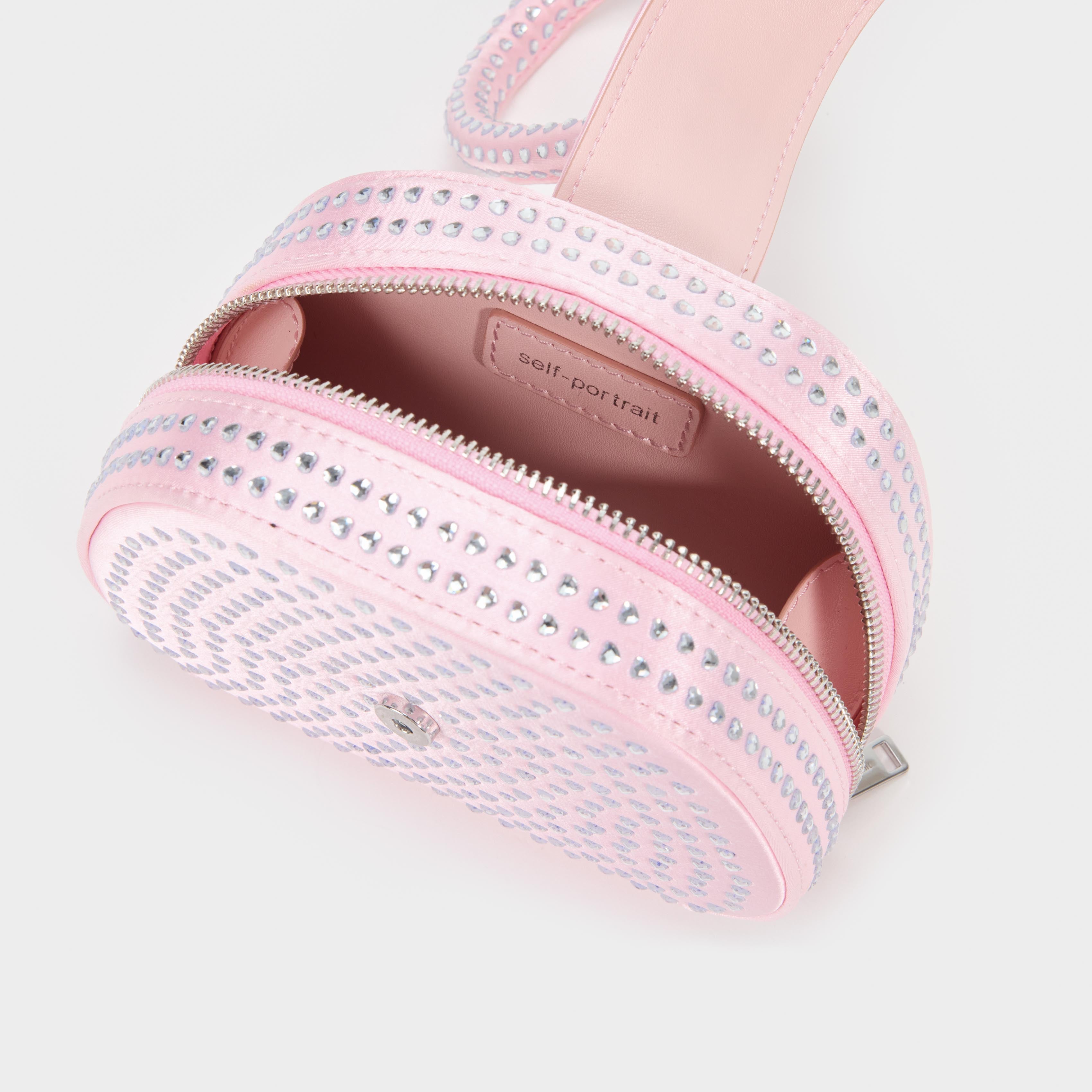 핑크 하트 라인스톤 백