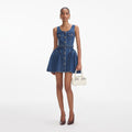 플레어 데님 미니 드레스