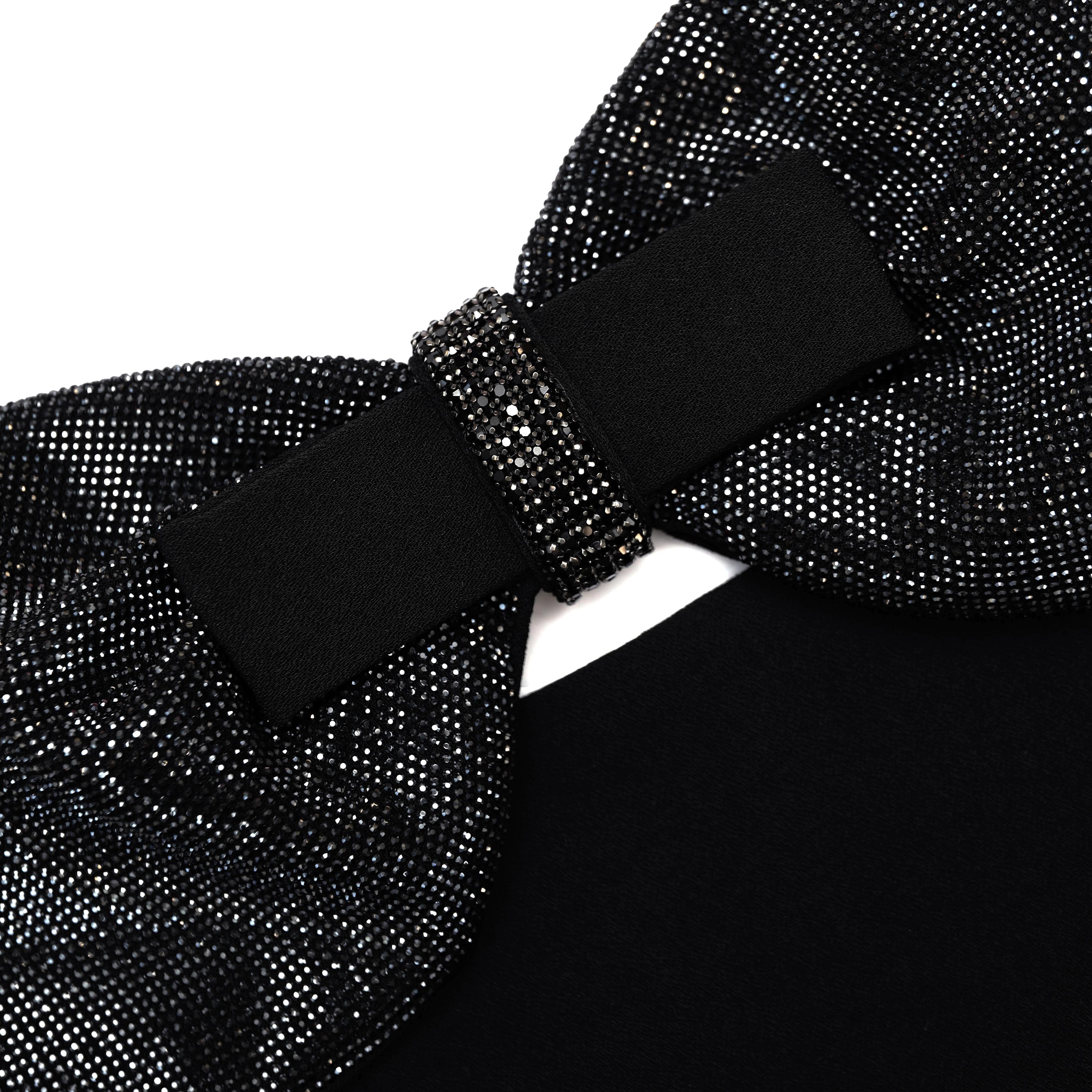 블랙 크레이프 보우 미디 드레스