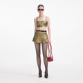 Gold Metallic Jacquard Skort