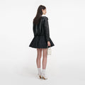 Black Leather Contrast Collar Jacket
