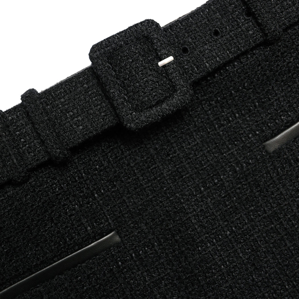 A close up of the fabric for the Black Boucle Mini Skirt