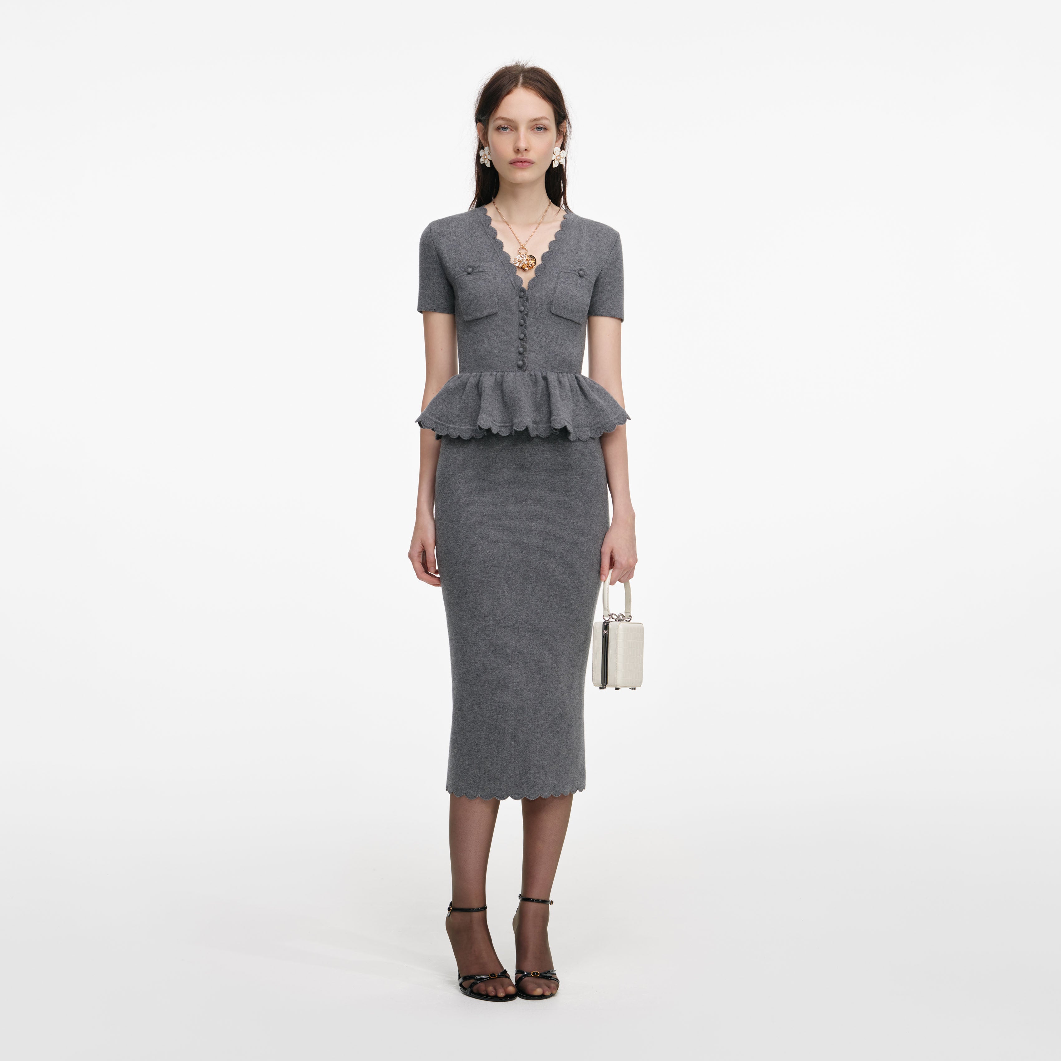 v neck cotton midi dress V-neck Cotton Midi Dress