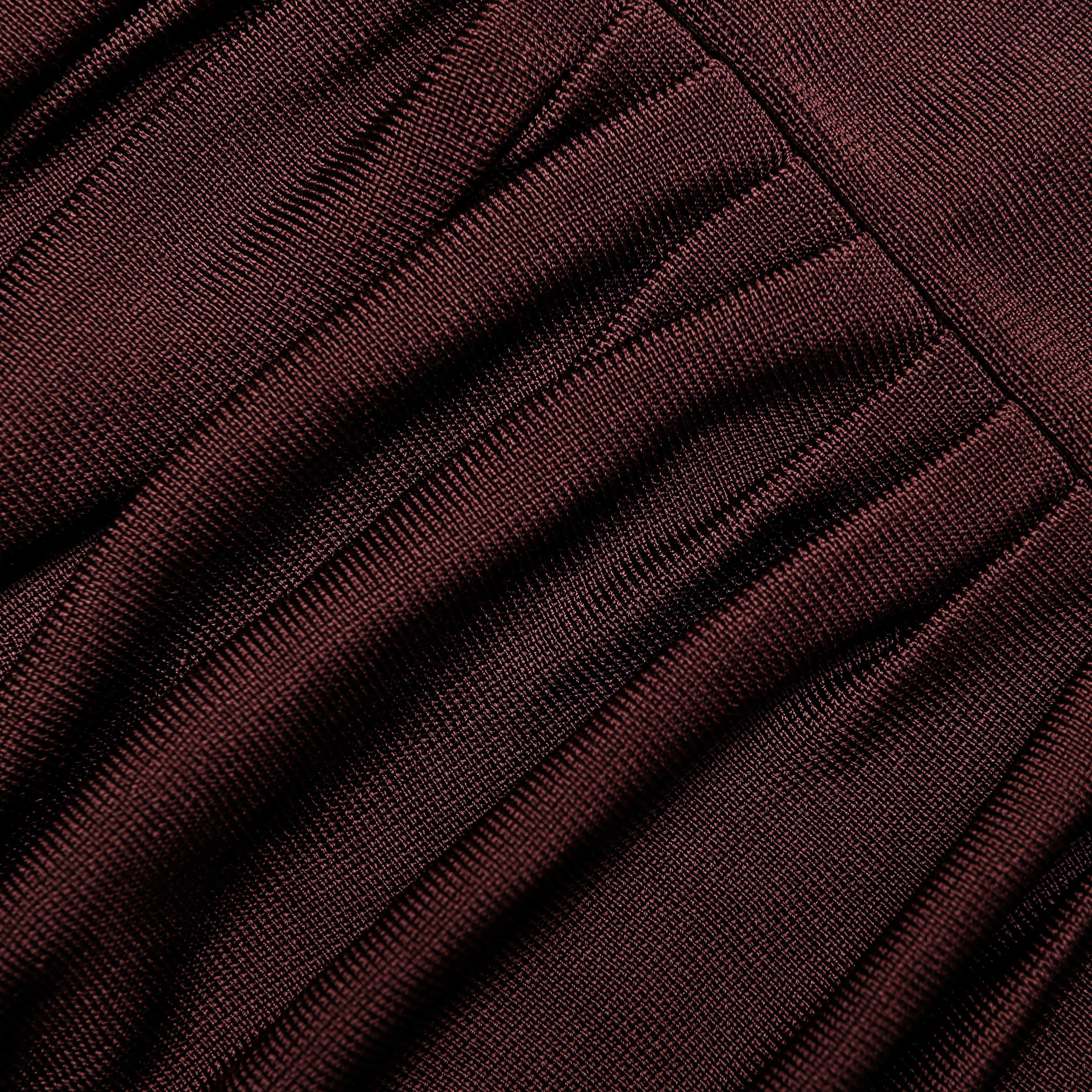 Brown Draped Knit Midi Dress