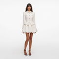 Cream Boucle Collared Mini Dress