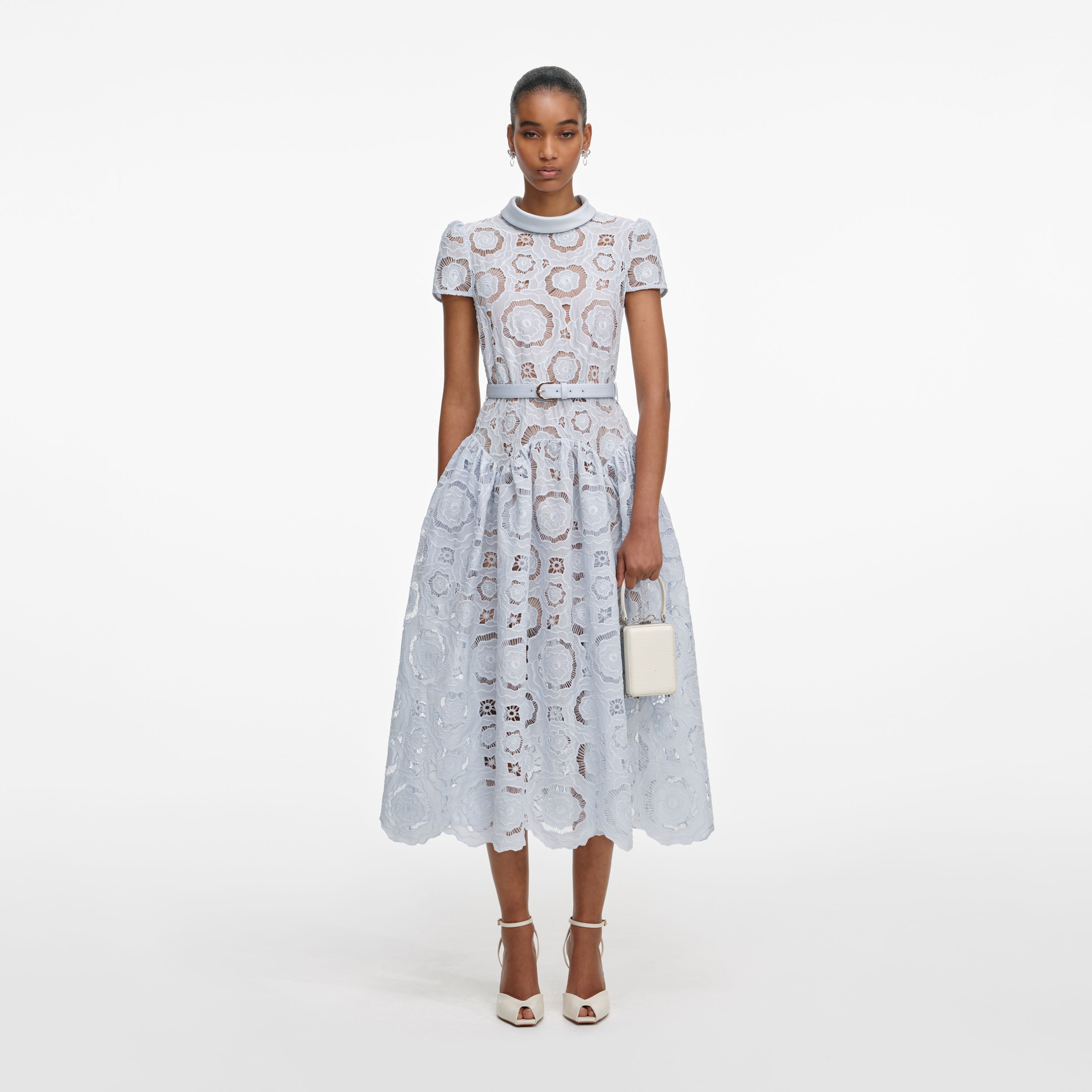 Blue Floral Lace Midi Dress self-portrait Blue Floral Lace Midi Dress self-portrait