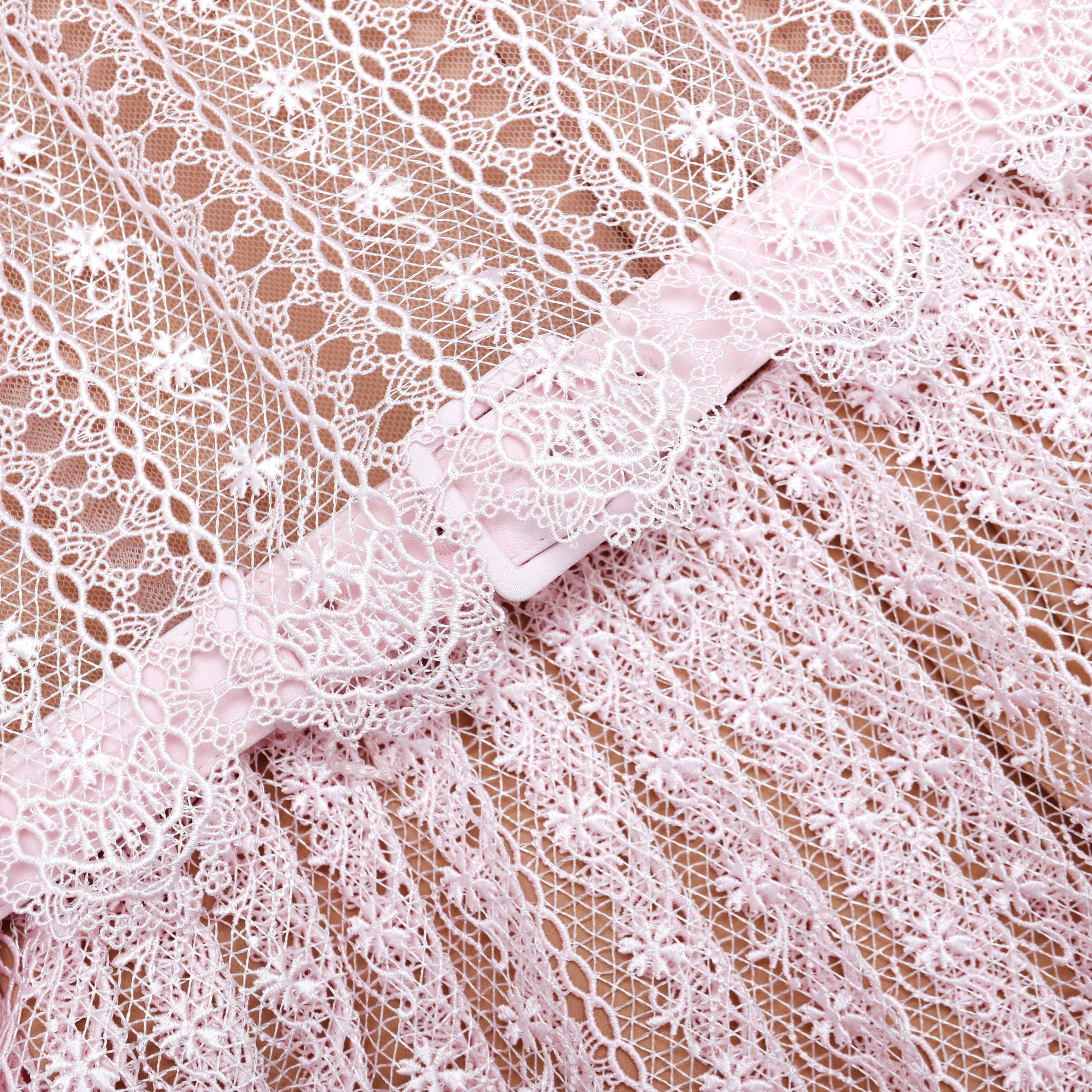 Pink Organza Lace Maxi Dress