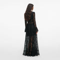 Black Lace Ruffle Maxi Dress