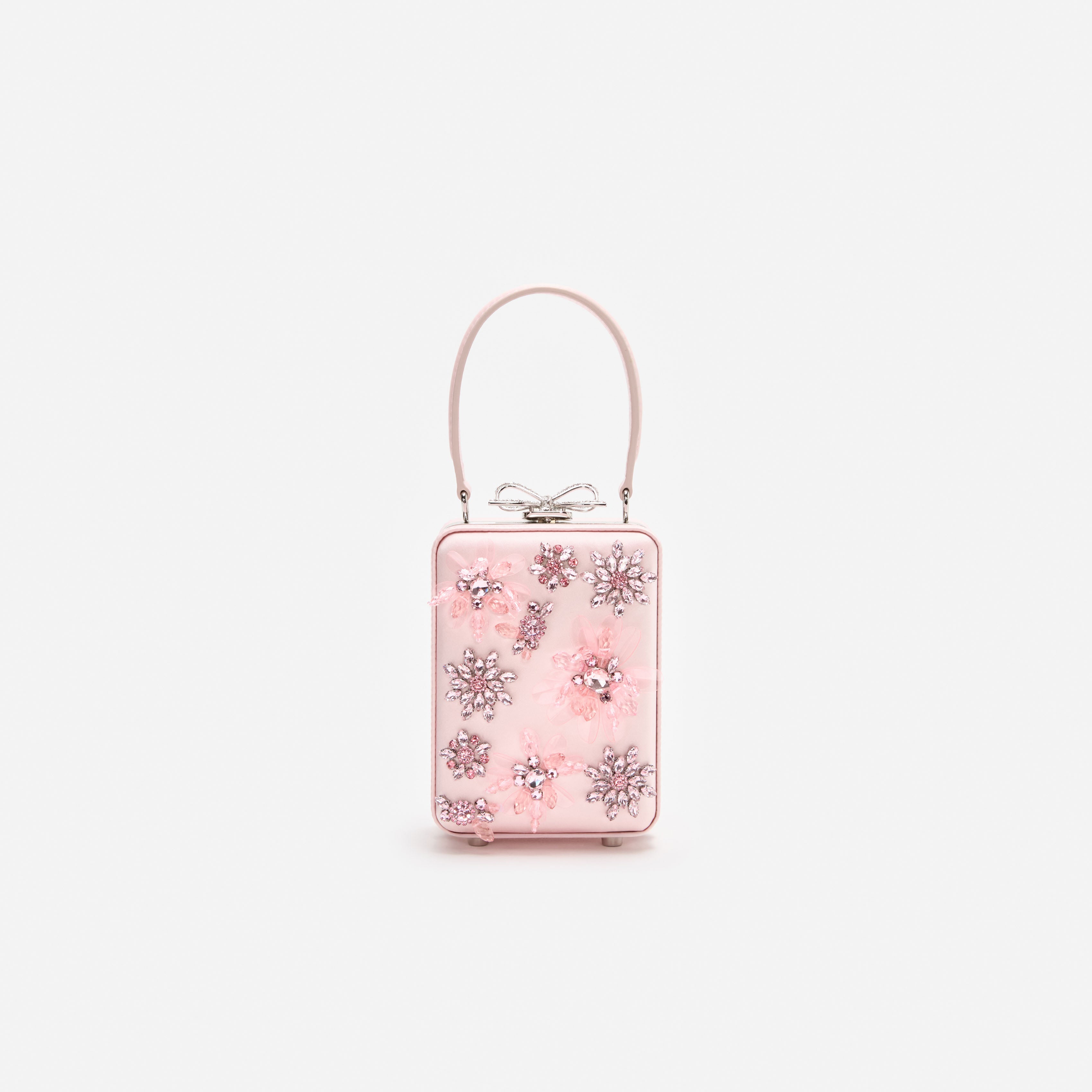 self portrait バッグ Pink Satin Floral Beaded Micro Bag – self-portrait