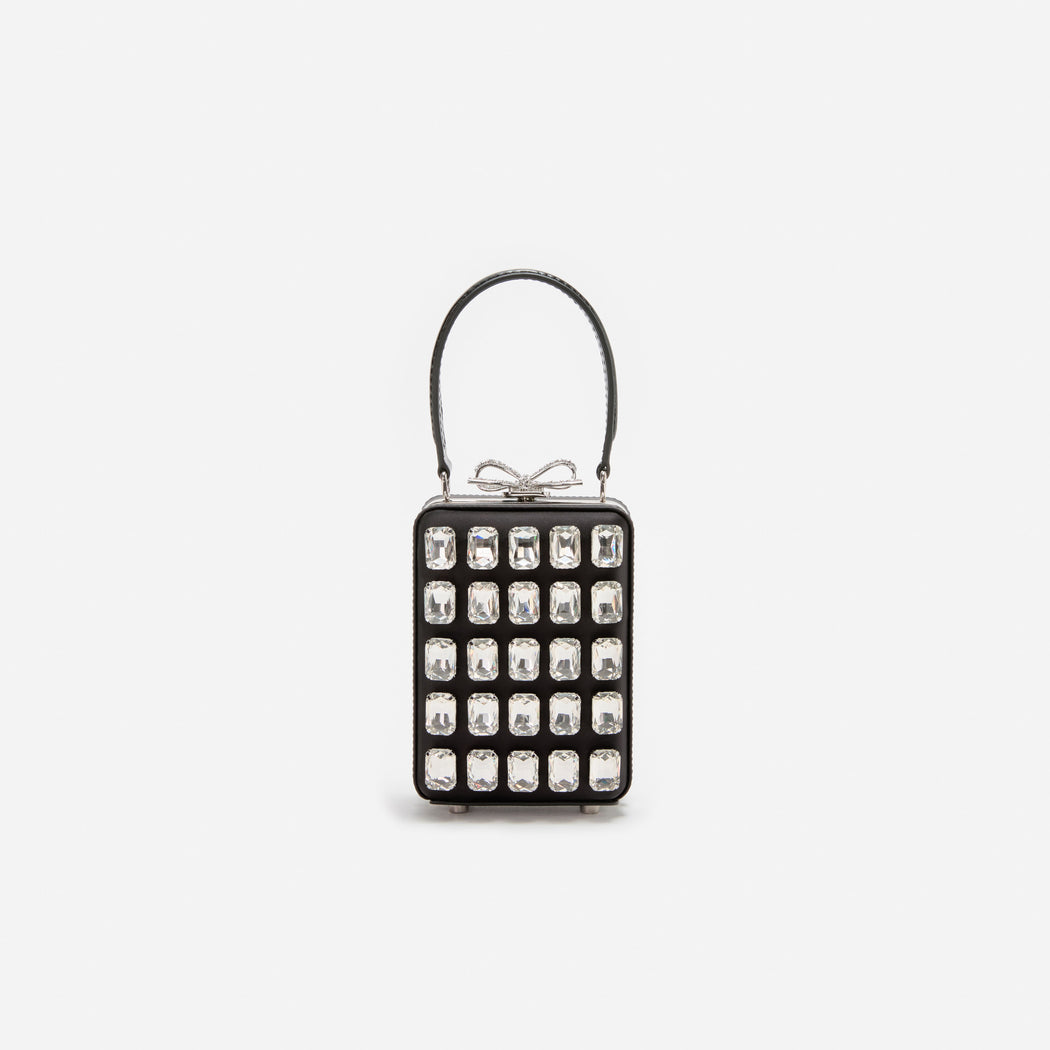 Black Satin Crystal Micro Bag
