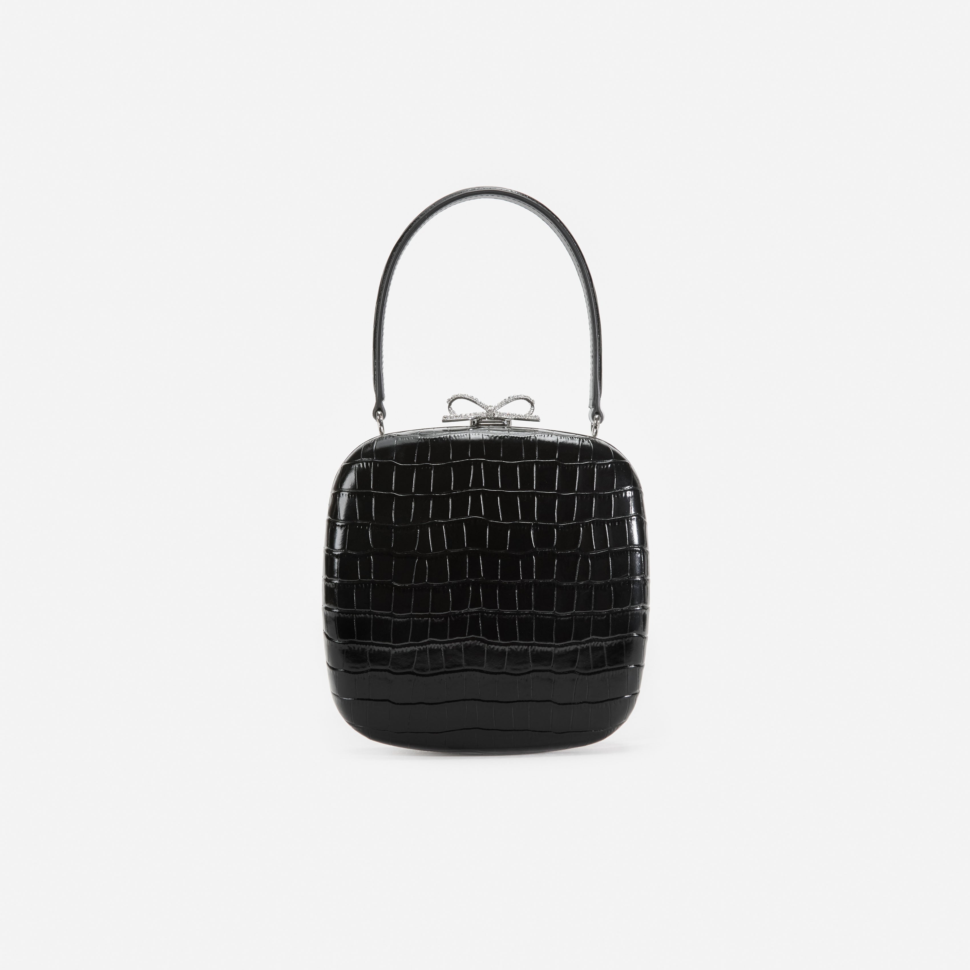 Black Croc Leather Compact Mini Bag – self-portrait