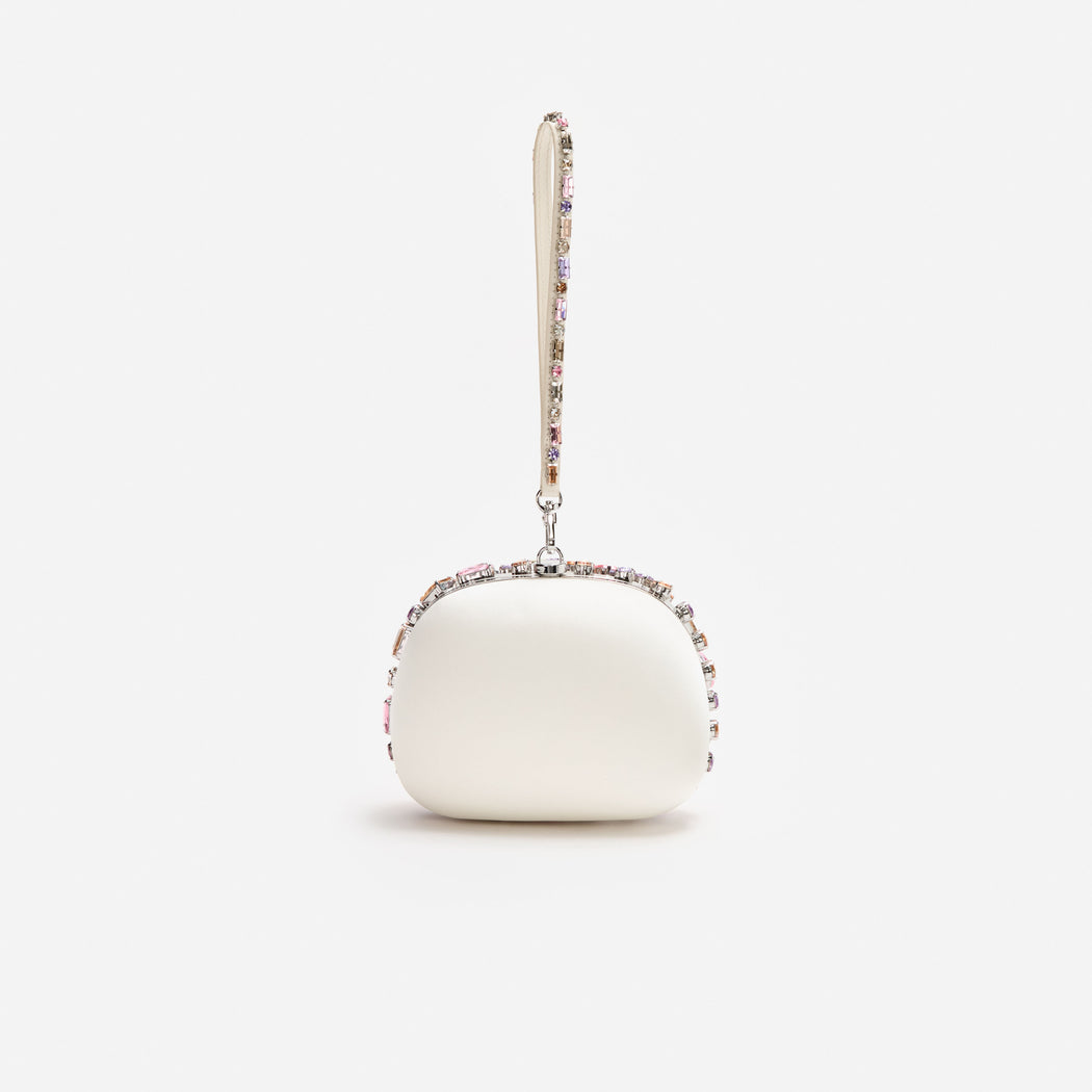 Multi Crystal Embellished Top Handle Clutch Bag