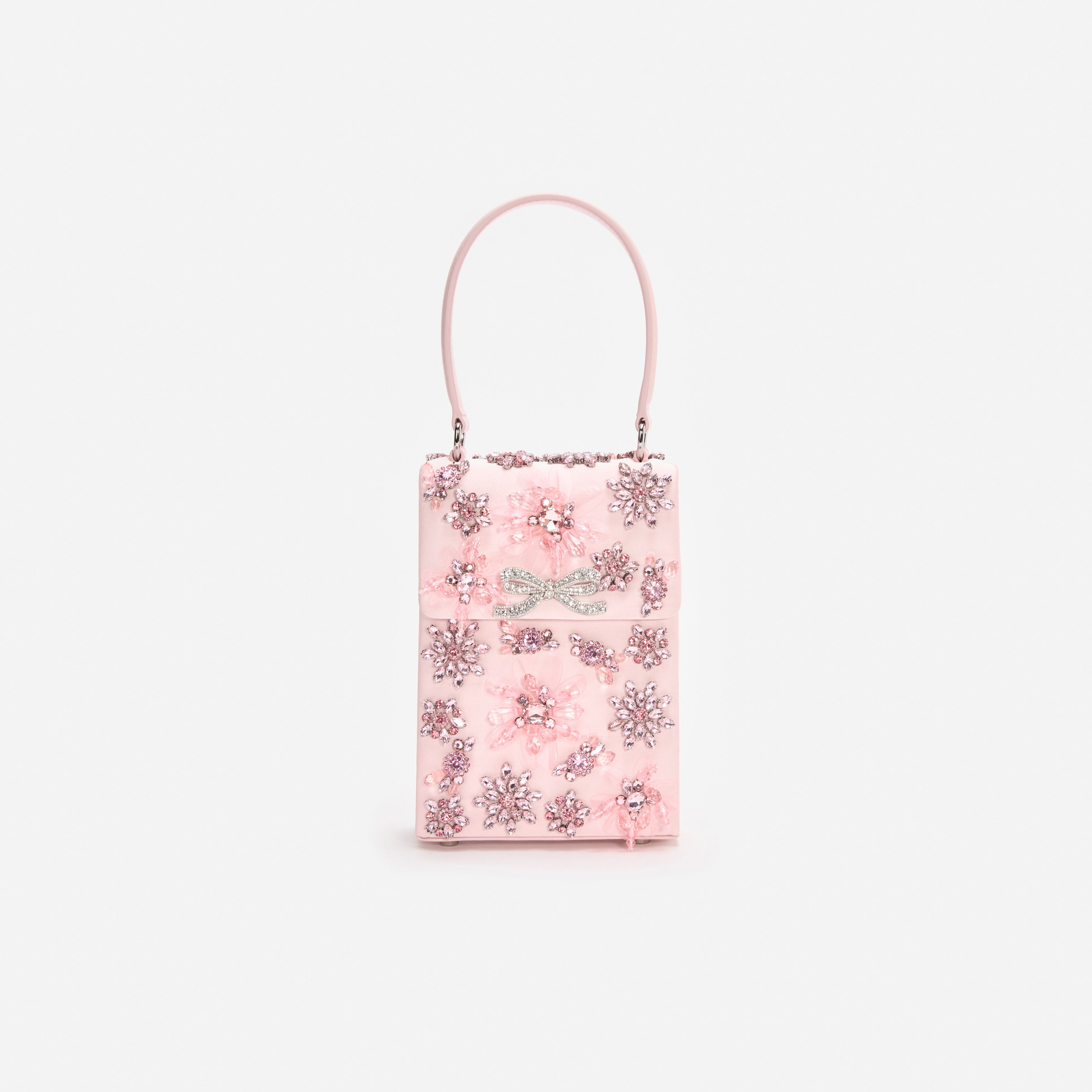 Pink Satin Floral Crystal Mini Bag – self-portrait