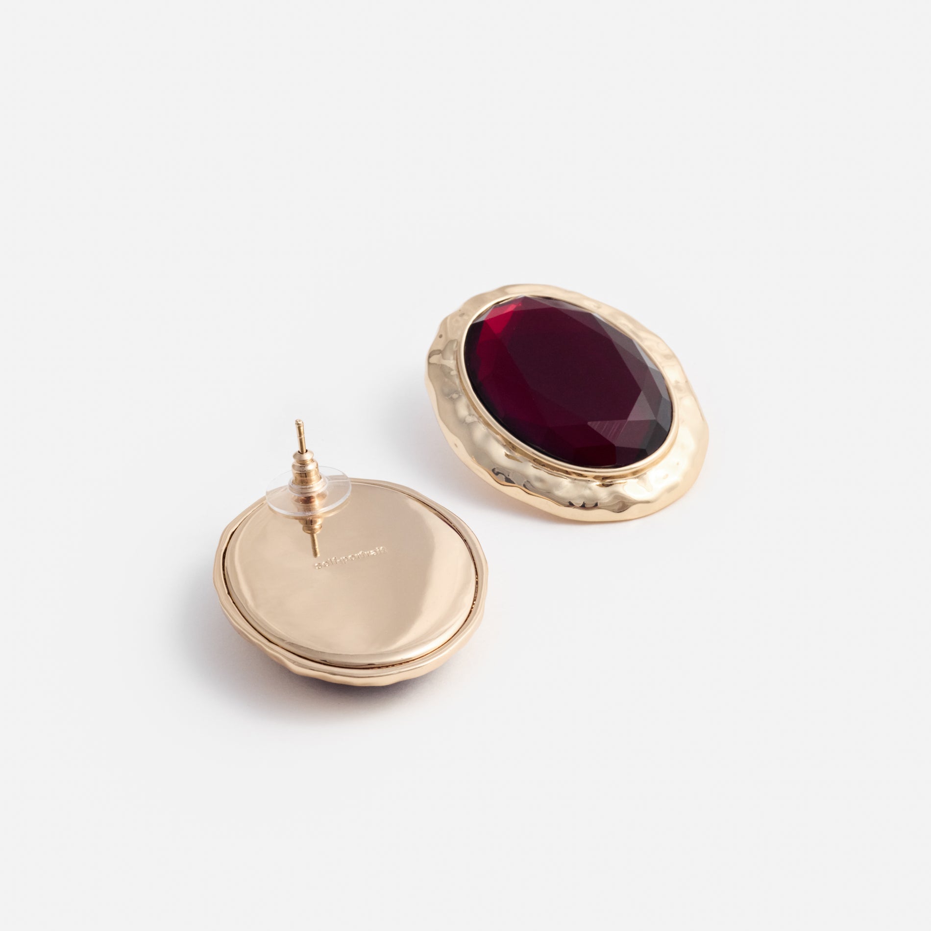 Hammered Gold Red Earrings