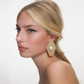 Large Hammered Gold Pearl Earrings