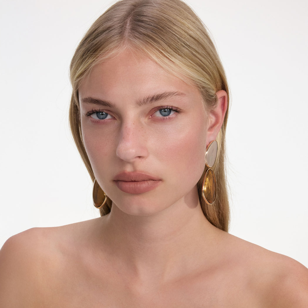 Gold Tiger Eye Tiered Earrings