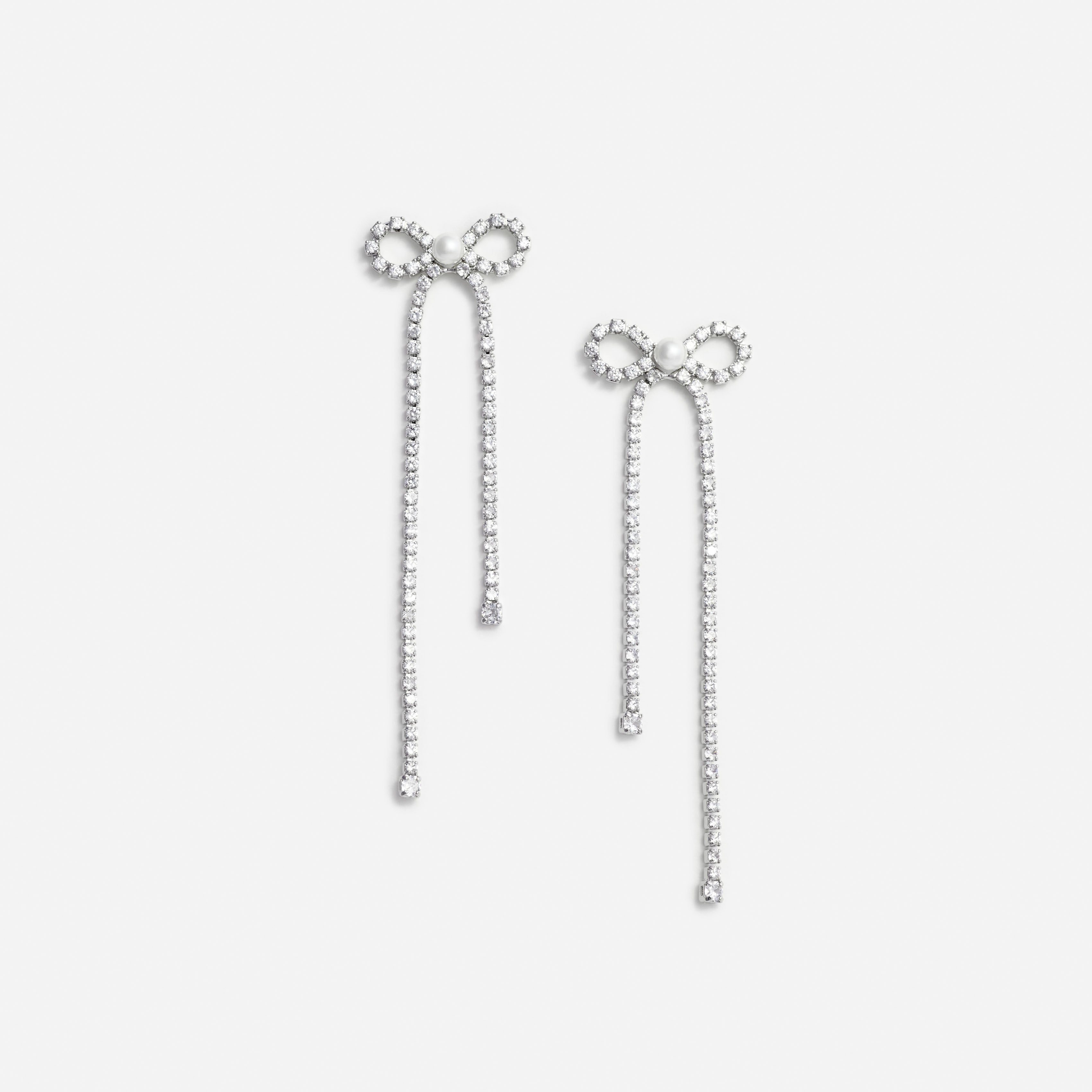 Crystal Droplet Bow Earrings – self-portrait