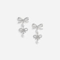 Double Bow Pearl Earrings