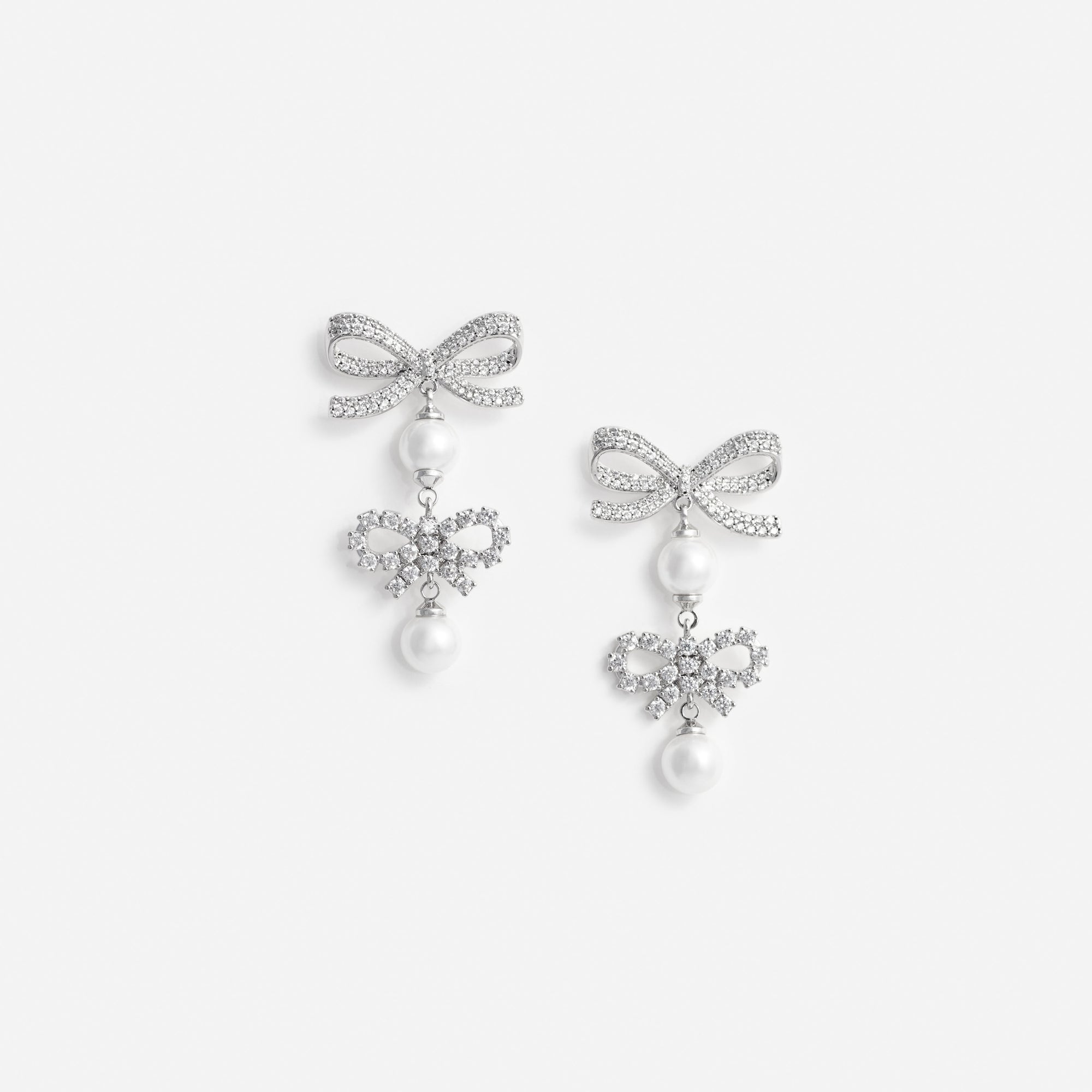 Double Bow Pearl Earrings