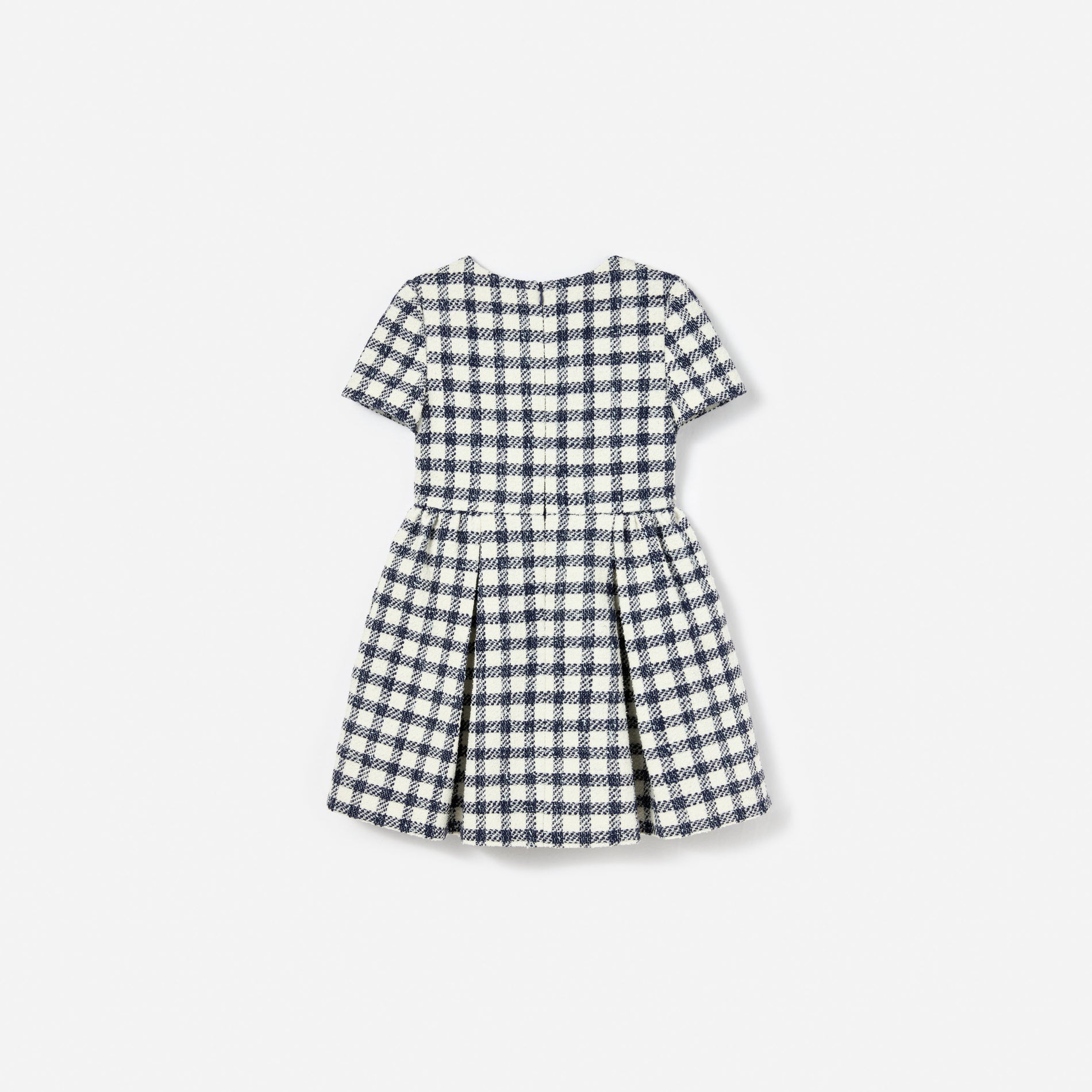 Navy Check Boucle Dress