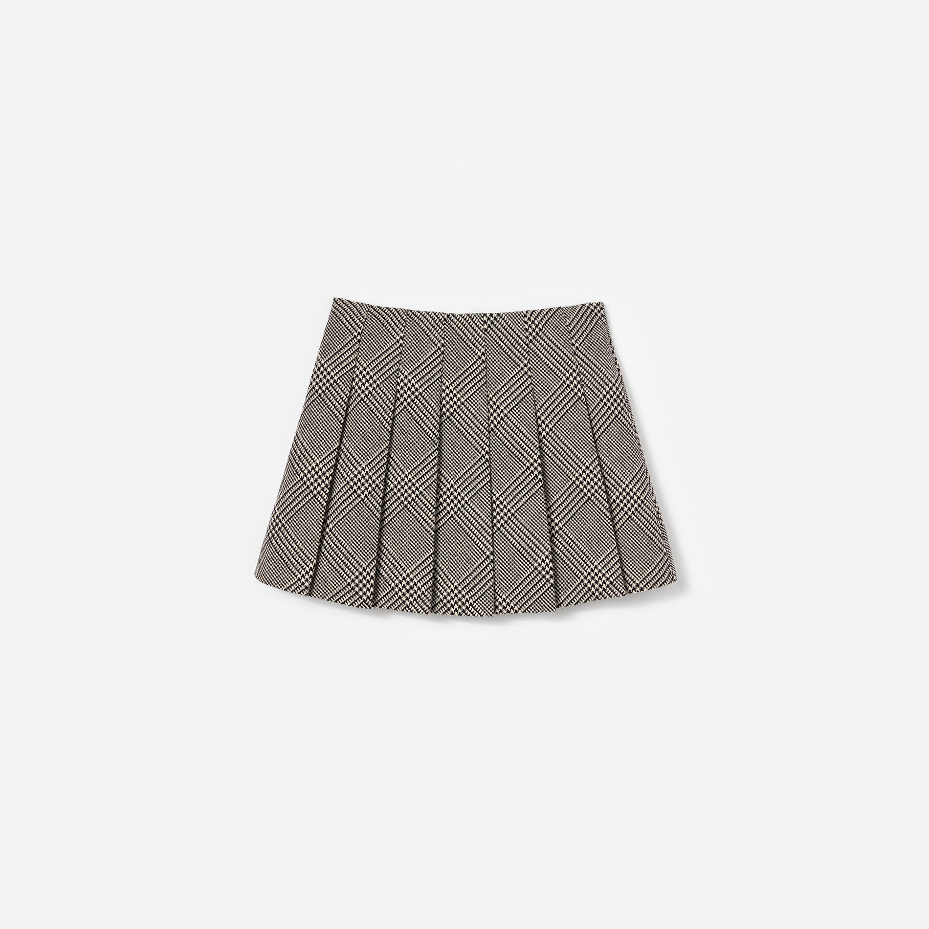 Black Check Pleated Skirt